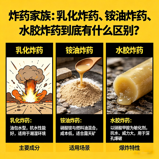 新会炸药家族：乳化炸药、铵油炸药、水胶炸药到底有什么区别？